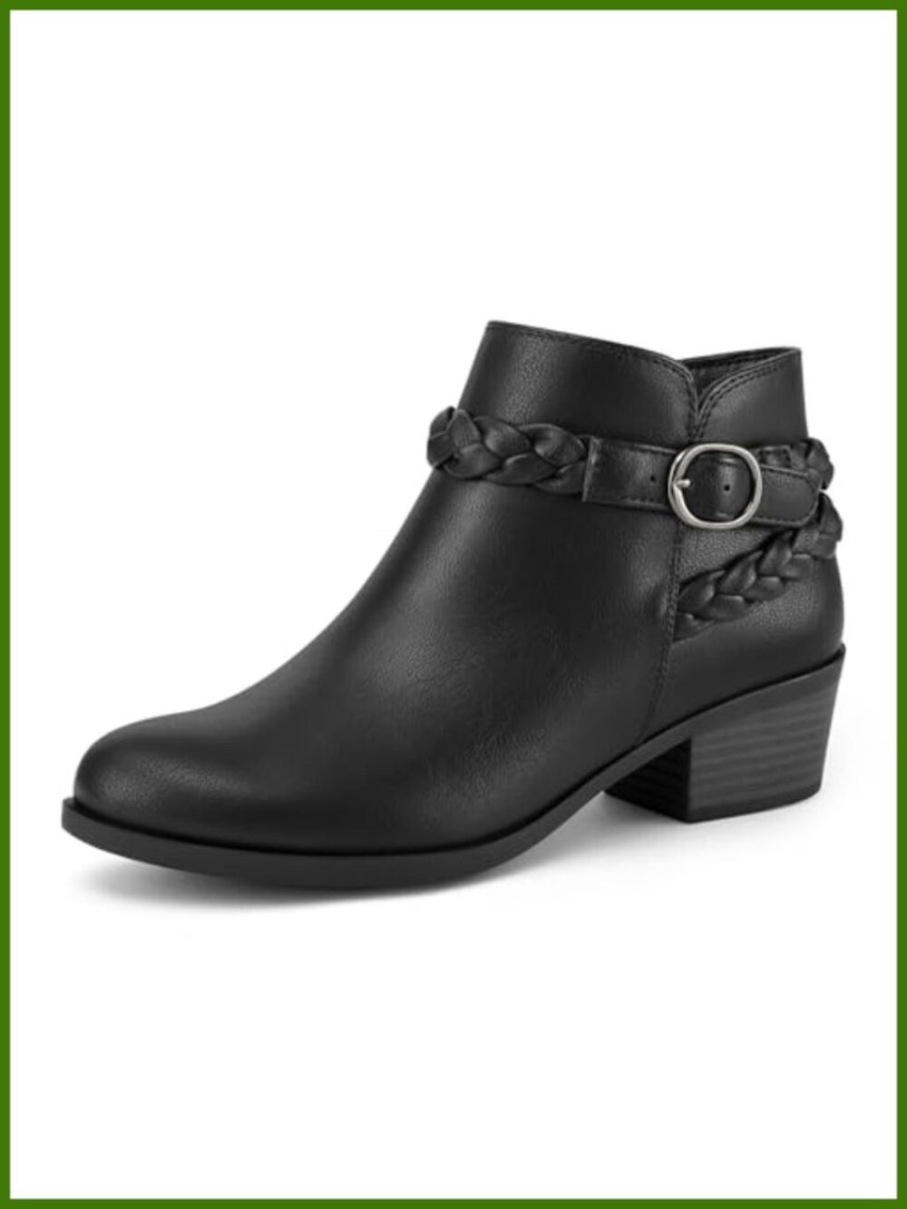 Women's Ankle Boots Low Chunky Heel Round Toe Wide Width Side Zipper